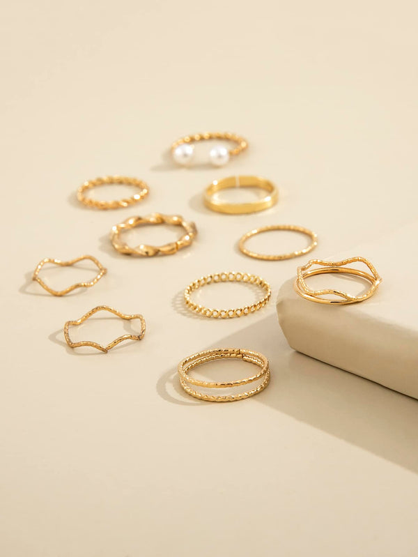 10pcs Faux Pearl Decor Ring