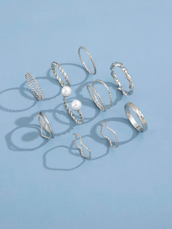 10pcs Faux Pearl Decor Ring